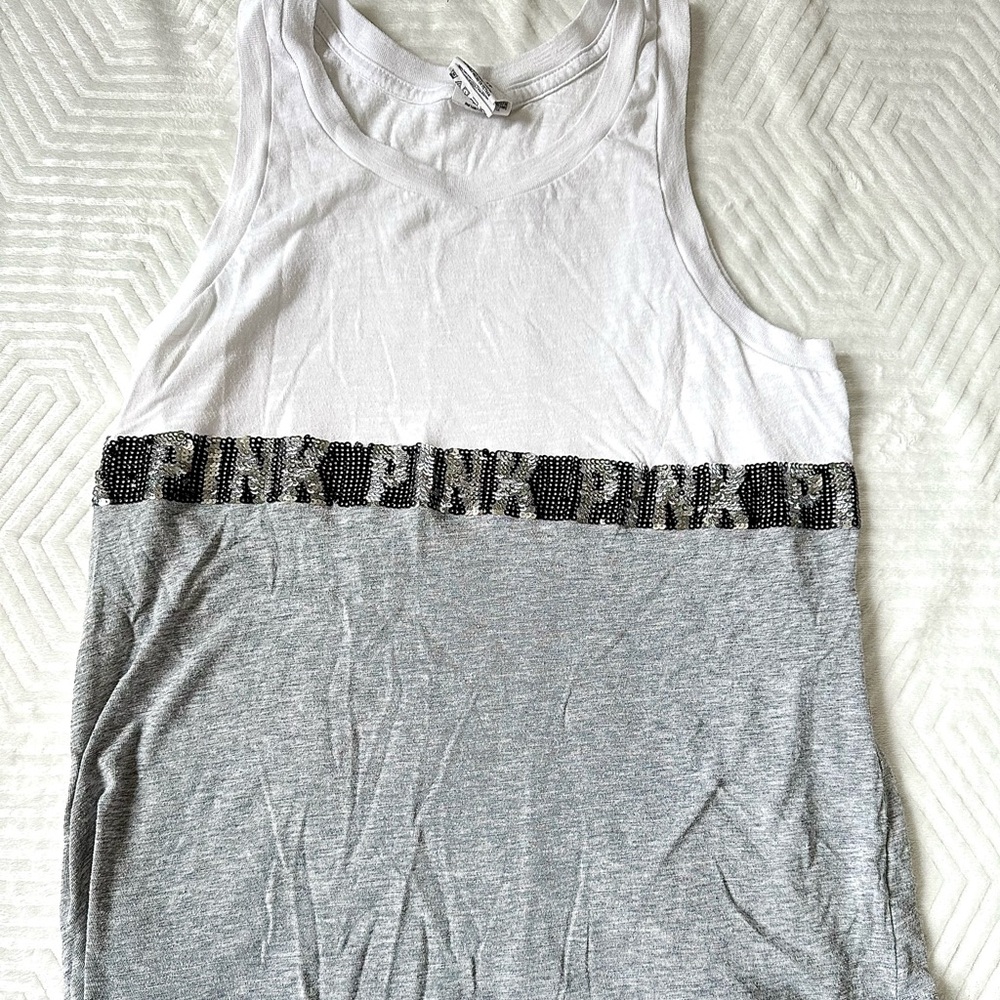 VS PINK Rhinestone Logo Tank Top Size XS